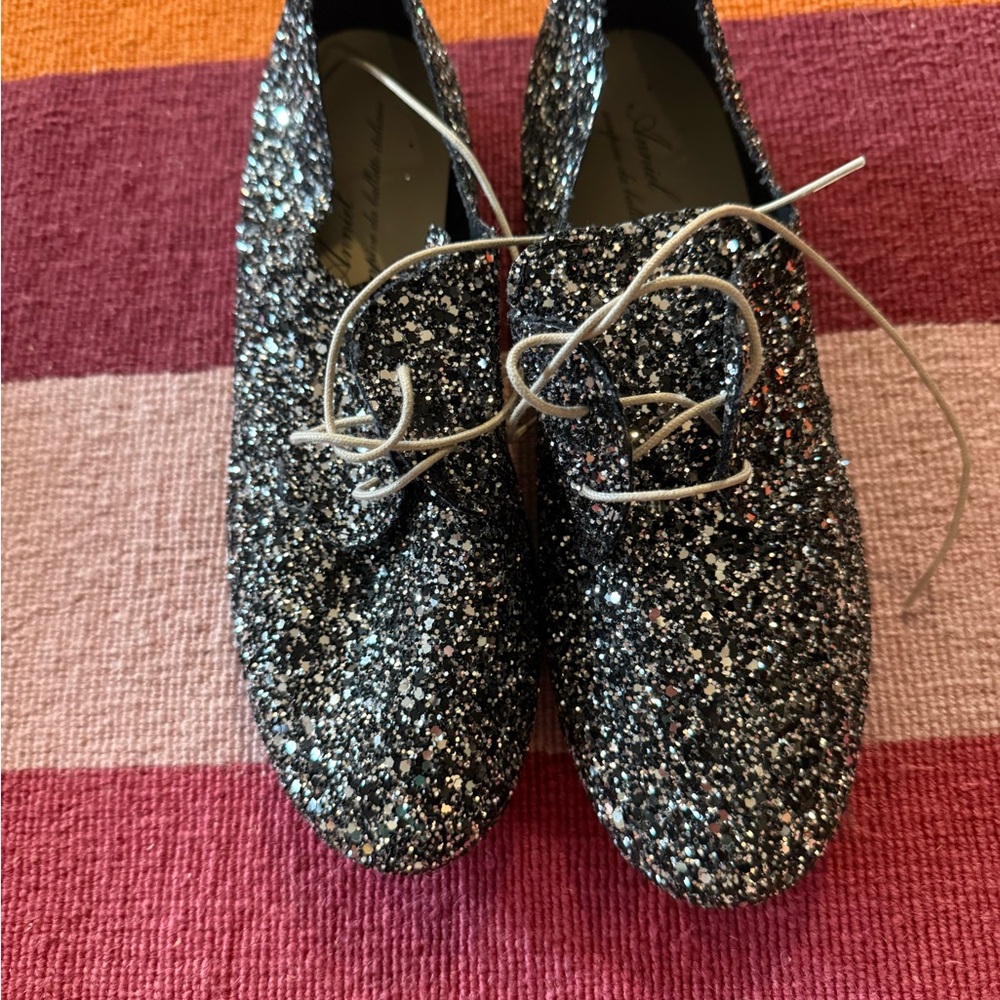 ✨ NWT Anniel Black Glitter Ballet Flats | Size 7 US / 37 EU | Made in Italy ✨